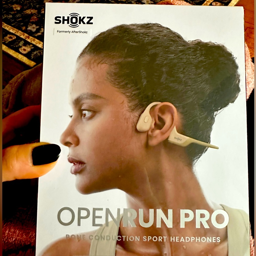 Shokz openrun pro bone conduction sport headphones in beige